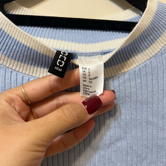 H&M Blue Ribbed Cropped sweater - Picture 4 of 5